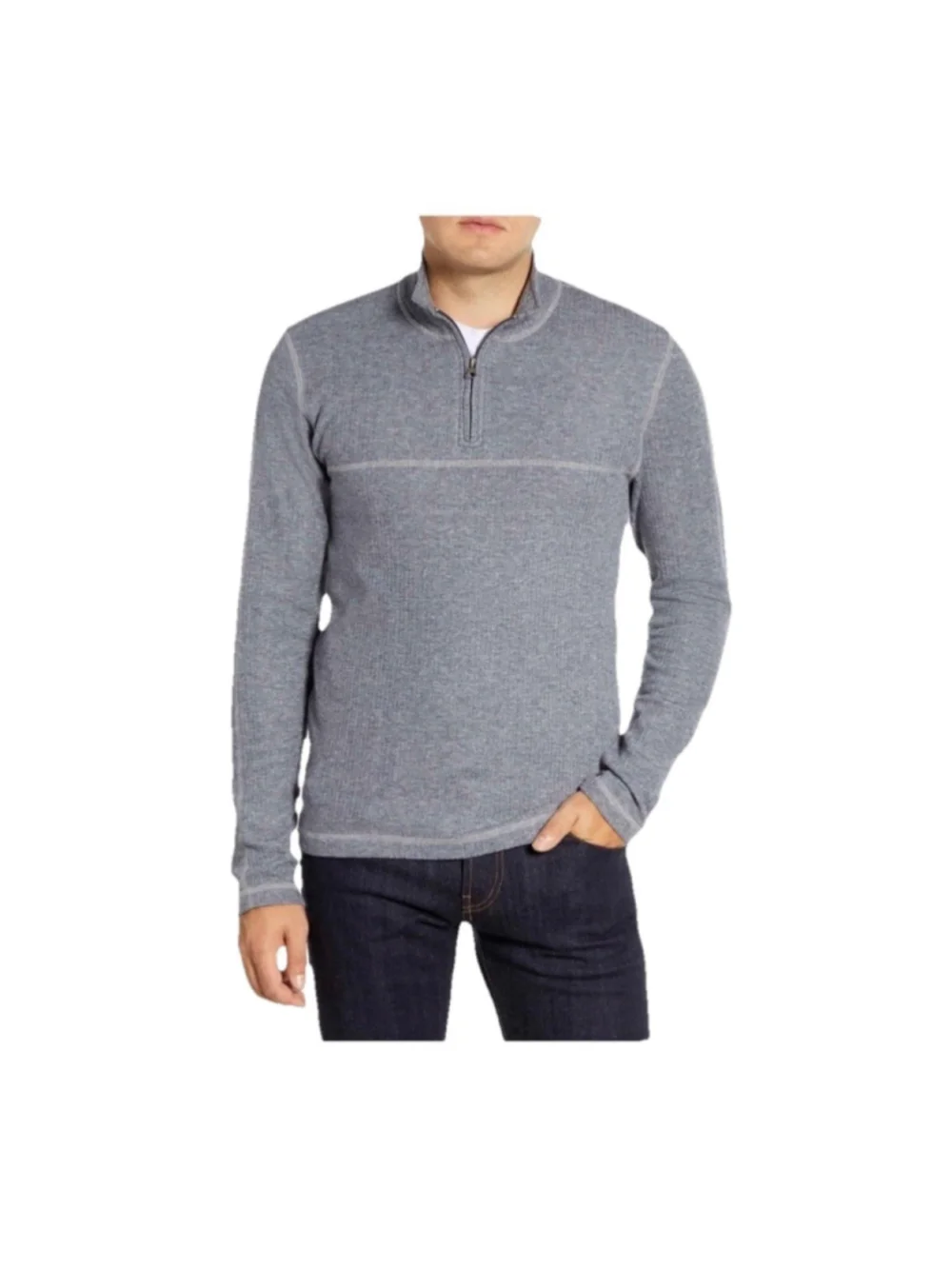 Vintage 1946 Drop Needle Quarter Zip Long-sleeved Men Pullover